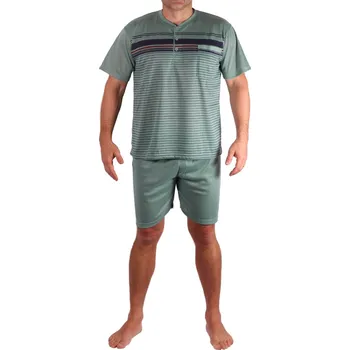 Pánské pyžamo Jiří pánské pyžamo krátké 1780 7XL zelená