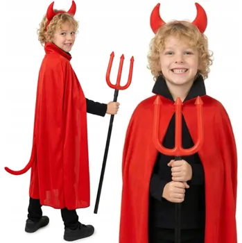 Karnevalový kostým Kostým Čertík s pláštěm, rohy, vidlemi a ocasem - na Vánoce