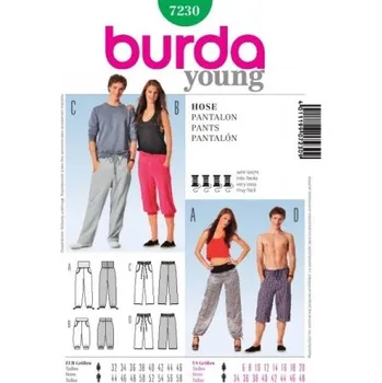 Střih Burda číslo 7230 Tepláky -