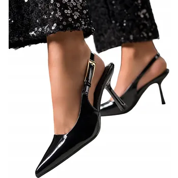 Dámské lodičky Lodičky Černé Dámské Jehlové Podpatky Lakované Lesklé Velikost 37