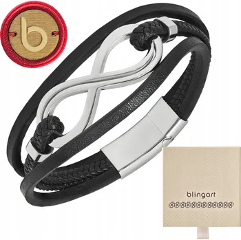 Náramek Dámský kožený náramek znak nekonečna ocel BLINGART