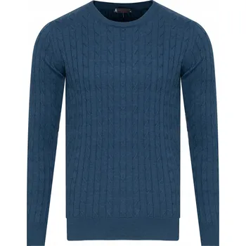 Pánský svetr PÁNSKÝ SVETR - WARKOCZ 1 GRANAT bavlněný klasický elegantní vánoční