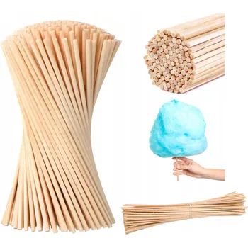 Jednorázové nádobí Špejle na cukrovou vatu 100 KS 38 Cm Bambusové Kulaté Bezpečné ATEST