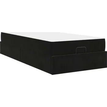 Postel vidaXL Rám postele s matrací s matrací 2 pcs Černá samet [3399524]