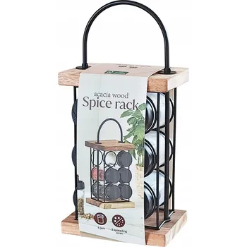 Obraz Stojan na koření se skleničkami, 7 dílů, z akáciového dřeva a kovu