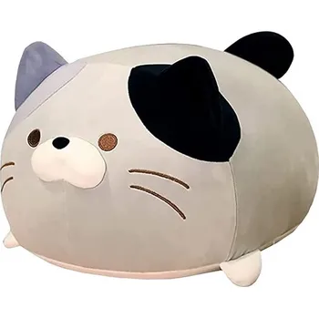 plyšák PLYŠOVÁ KOČKA SUPER MĚKKÁ PLYŠOVÁ HRAČKA POLŠTÁŘ PLYŠOVÝ MAZLÍČEK PŘÍTULNÍČEK 40CM ŠEDÁ