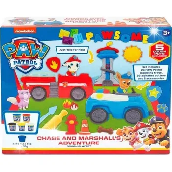 Výtvárné potřeby Tlapková patrola MODELÍNA DOBRODRUŽSTVÍ CHASE A MARSHALL UČENÍ PÍSMENEK VOZIDLA 5 TUB