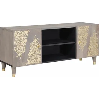 Televizní stolek vidaXL Televizní skříň Šedá 105 x 33 x 46 cm Masivní mangové dřevo [4018772]