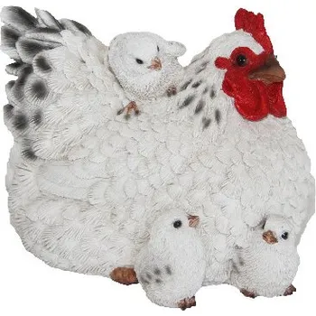 Zahradní dekorace Zvířátka a postavy OUTDOORTRUE TO NATURE Slepice s kuřaty,15cm,hnědá/bílá/černá|výběr z variant|Esschert Design - bílá