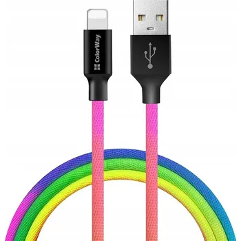Datový kabel Kabel ColorWay USB - Apple Lightning 1 m vícebarevný