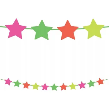 PAPÍROVÁ GIRLANDA S HVĚZDAMI HVĚZDIČKY NEONOVÁ NEON 1,8 M NA PÁRTY