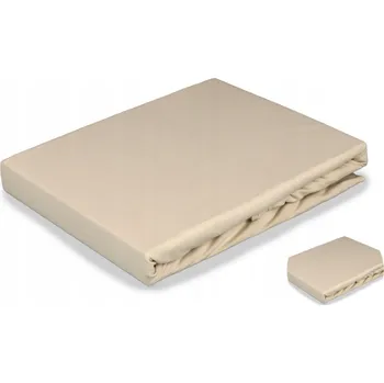 Prostěradlo PROSTĚRADLO 200x220 CM BÉŽOVÉ S GUMOU NA VYSOKOU MATRACE BAVLNA 100%