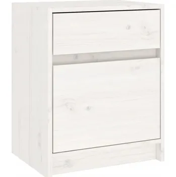 Noční stolek Bílý dřevěný noční stolek 40 x 31 x 50 cm z masivního borovicového dřeva