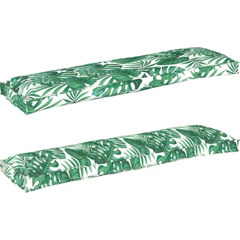 Podsedák vidaXL Sada polštářů na paletu 2 pcs Vzor listů 150 x 40 x 8 cm [42001716]