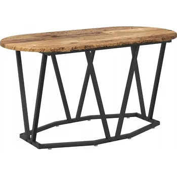 Konferenční stolek Konferenční stolek oválný v industriálním stylu, staré dřevo, 80 x 40 x 40,5 cm