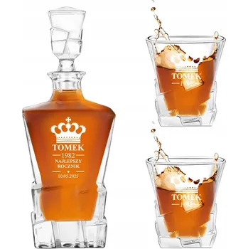 Sklenice Sada na whisky Karafa + 2 Sklenice s gravírováním Dárek poukaz pro muže nebo manžela