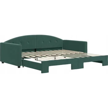 Pohovka Tmavě zelená lenoška 2v1 s funkcí spaní, rozměry 222 x 110 x 75 cm