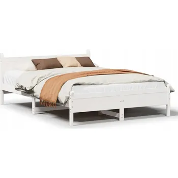 Postel Rám postele z masivního borovicového dřeva, bílý, 199 x 125 x 72 cm