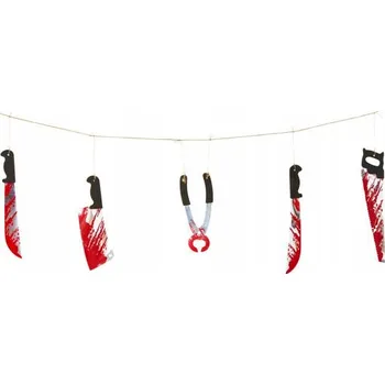 Halloweenská girlanda – nástroje nože sekáček horor