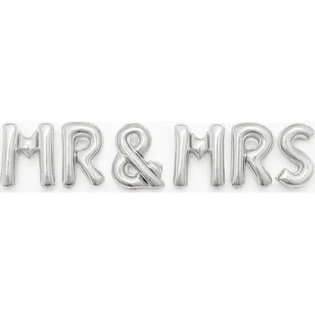 Balónek Foliový balónek MR & MRS 40 cm STŘÍBRNÁ SVATBA SVATEBNÍ HOSTINA