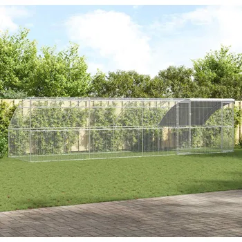 vidaXL Klec na kuřata 4 pcs Stříbrná 800 x 200 x 200 cm Ocel a PE [3381111]