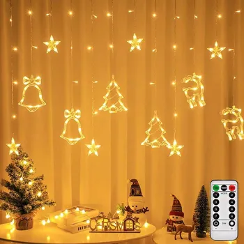 Vánoce Vánoční světýlka Girlanda ZVONKY SOBÍ STROMEČKY BÍLÁ TEPLÁ 138LED