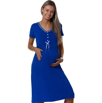 Dámská noční košile Královsky modrá kojící a těhotenská košilka 1D1148 modrá l