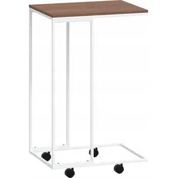 Konferenční stolek Bílý a hnědý odkládací stolek C 40 x 30 x 63,5 cm s kolečky