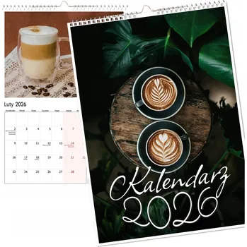 Kalendář NÁSTĚNNÝ KALENDÁŘ 2026 VELKÝ VÍCEPANELOVÝ NOTES KÁVA ZRNA KAVÁRNA A4