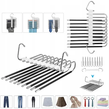 Věšák 2X VÍCEÚČELOVÝ VÝSUVNÝ VĚŠÁK NA KALHOTY DO SKŘÍNĚ Z NEREZOVÉ OCELI