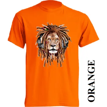 Pánské tričko levne-bavlnene-tricko-potisk-rasta-lev-sluchatka Barva: Amazonia green - amazonská zelená, velikost: S