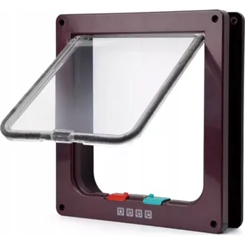 Obraz DVEŘE S KLAPKOU PRO PSA KOČKU KYVADLOVÁ DVÍŘKA KLAPKA 4 ZPŮSOBY HNĚDÁ XL