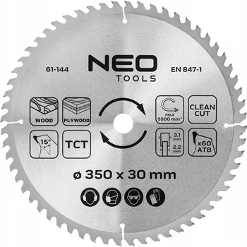 Pilový kotouč Pilový kotouč s vidiovými zuby 350 x 30 mm, 60 zubů NEO TOOLS