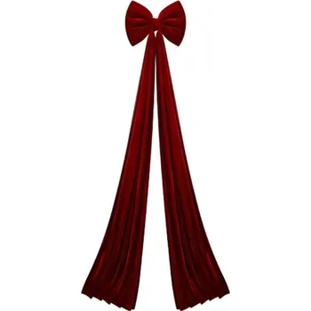 Vánoční dekorace Vánoční ozdobná velká mašle 200 x 40 cm Dekorační mašle na dveře a fasádu Slavnostní Vánoční doplněk pro zimní výzdobu interiéru i exteriéru vínová