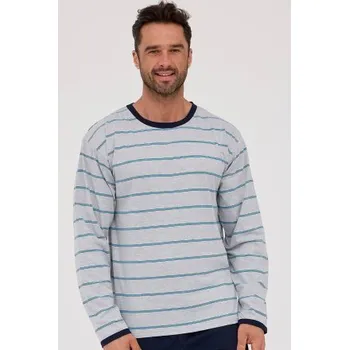 Pánská móda Pánské pyžamo Cornette 138/53 - bavlna Šedo-tmavěmodrá L