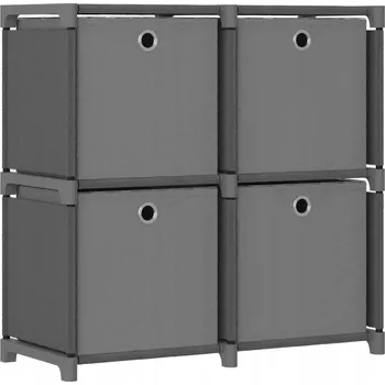 Knihovna Regál se 4 boxy, šedý, 69x30x72,5 cm, ocel a tkanina 100% polyester