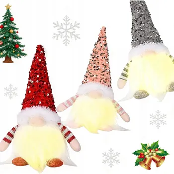 Vánoční dekorace VÁNOČNÍ SKŘÍTEK TRPASLÍK Mikuláš GNÓM VÁNOČNÍ OZDOBA SVÍTÍCÍ LED 3 KUSY