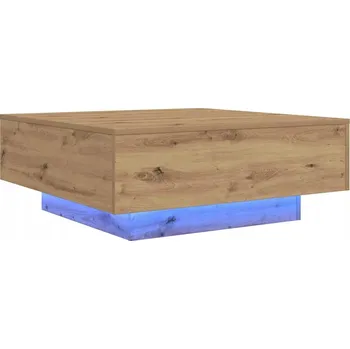 Konferenční stolek Konferenční stolek s LED osvětlením, dub řemeslný, 80 x 80 x 31 cm