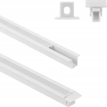 LED osvětlení Hliníkový profil pro LED pásky, zápustný, bílý + mléčný kryt 1m Ecolight