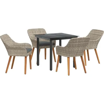 Zahradní sestava vidaXL Zahradní jídelní souprava 5 pcs Světle šedá polyratan [3261713]