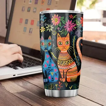 Termohrnek Termohrnek termos velký 600 ml kočky barevné POP ART ocelový jako dárek