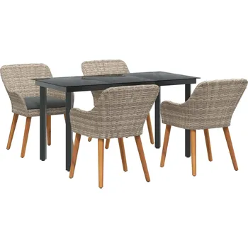 Zahradní sestava vidaXL Zahradní jídelní souprava 5 pcs Světle šedá polyratan [3261714]