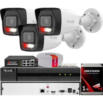 Bezpečnostní kamera Sada IP monitoringu 8MPx HiLook od Hikvision 3x IPCAM-B8-30DL s AI detekcí