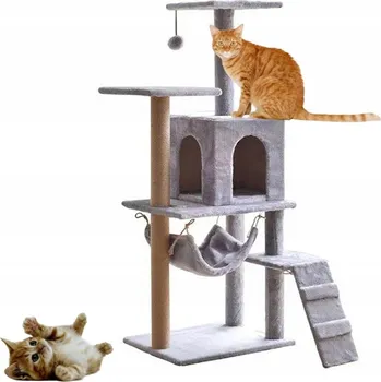 Škrabadlo Domeček Pro Kočky Pelíšek Věž Budka 5 Poz. Hračka Šňůra Žebřík