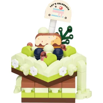 ostatní stavebnice Zelený 3D dortík 5 x 4,5 x 5,5 cm 194 ks Mini mikro stavebnice sladkého dezertu Částicové bloky pro děti 8+ i dospělé Kreativní dekorativní model