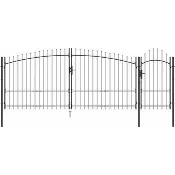 vidaXL Zahradní brána se zámkem Šedá 100 x 400 cm Ocel [42008907]