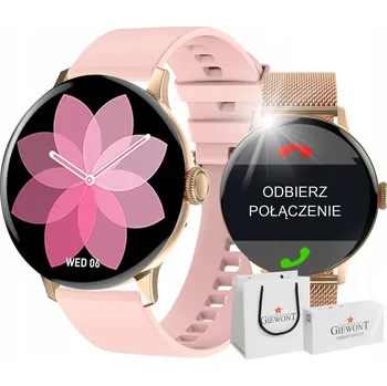 Hodinky Chytré Hodinky Dámské Giewont GW330-1 Růžové Zlato-Růžový Pudrový Silikonový Řemínek