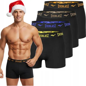 Boxerky Everlast Pánské boxerky 4 kusy Slipy Bavlněné Černé Barva Logo M