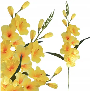 umělá květina ŽLUTÁ VĚTVIČKA MEČÍK XXL UMĚLÉ KVĚTY KYTICE VÁZA DEKORACE 64CM