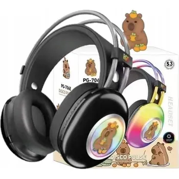 Sluchátka BEZDRÁTOVÁ DĚTSKÁ SLUCHÁTKA BLUETOOTH PŘES UŠI KAPYBARA SVÍTÍCÍ BT RGB